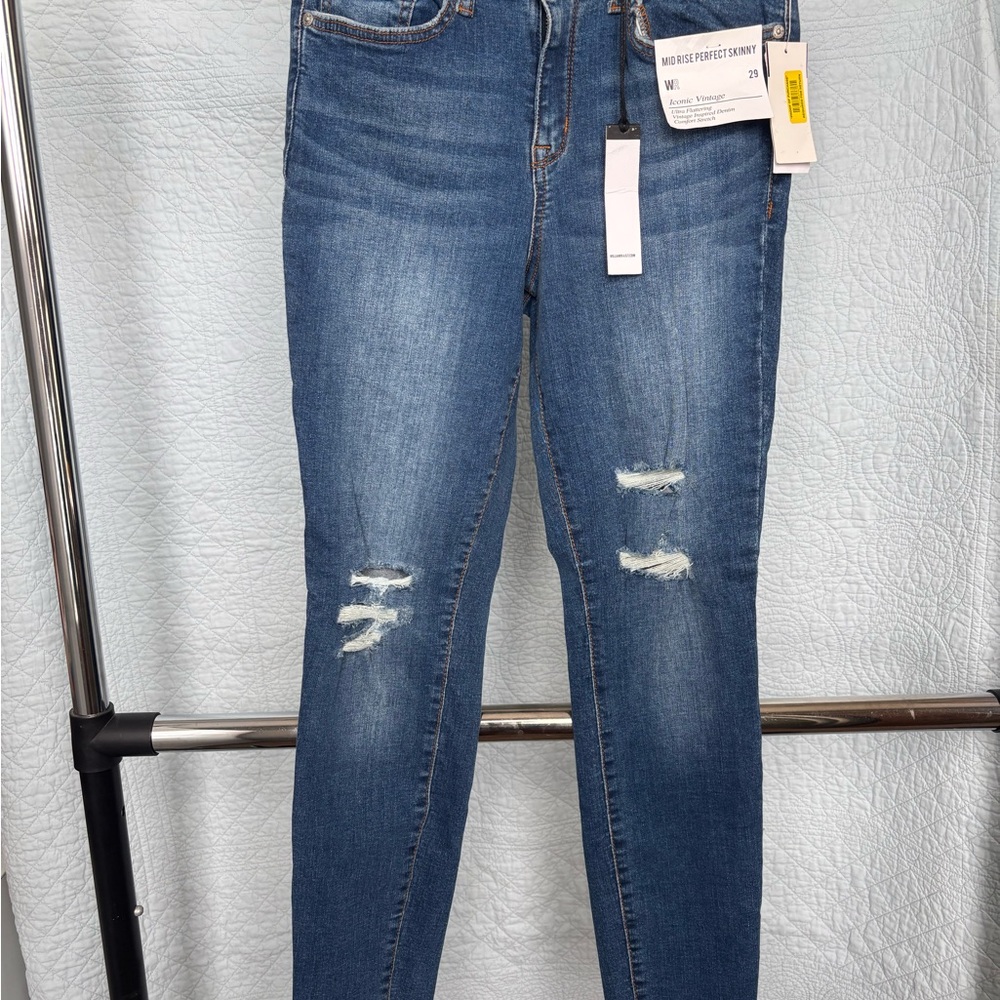 William Rast Dark Blue Distressed Skinny Jeans